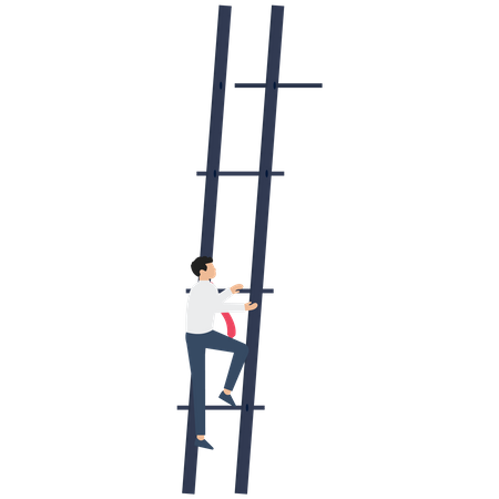 Best Businessman Climbing Up On Ladder To Adjust Uptrend Graph Chart On