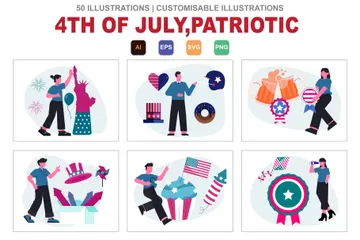 4 juillet, patriotique Pack d'Illustrations