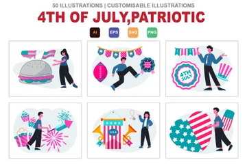 4 juillet, patriotique Pack d'Illustrations