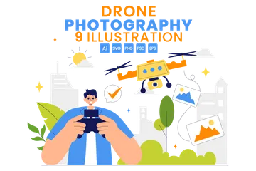 Aerial Drone Photography Illustration Pack