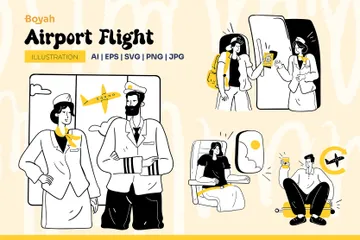 Voo do aeroporto Illustration Pack