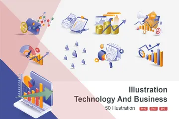 Análisis de negocios de inversión y tecnología Paquete de Ilustraciones