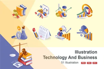 Análisis de negocios y tecnología Illustration Pack