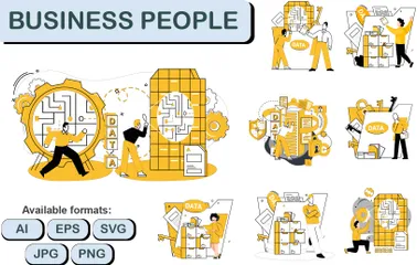 Análisis de datos de personas de negocios Paquete de Ilustraciones