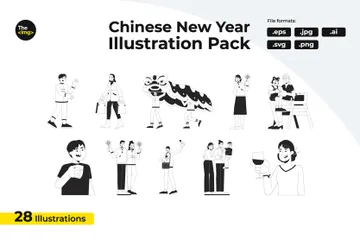 Ano Novo Chinês Pacote de Ilustrações