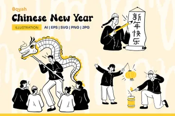 Ano Novo Chinês Pacote de Ilustrações