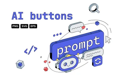 Artificial Intelligence Buttons Illustration Pack
