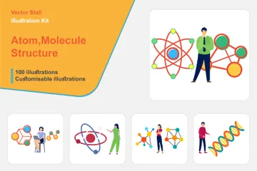 Atom, Molecular Structures Illustration Pack