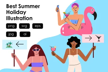 Bester Sommerurlaub Illustrationspack