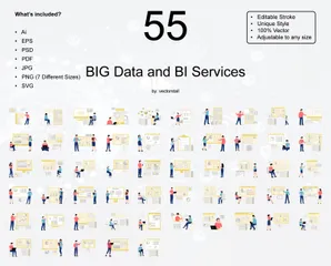 BIG Data And BIG Services Illustration Pack