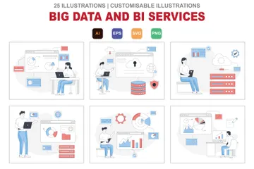 Big Data & BI Service Illustration Pack