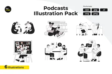 Blogging Podcasting Illustration Pack