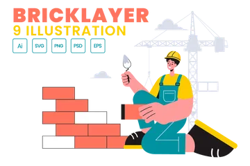 Bricklayer Worker Illustration Pack