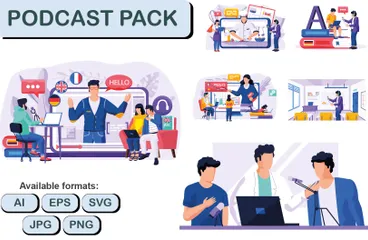 Business People Podcast Illustration Pack