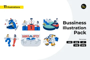 Businesspeople In Different Situations Illustration Pack