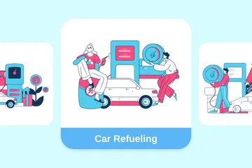 Car Refueling Illustration Pack