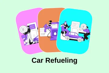 Car Refueling Illustration Pack