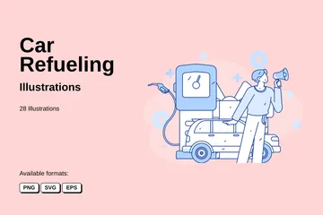 Car Refueling Illustration Pack