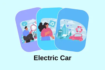 Carro elétrico Pacote de Ilustrações