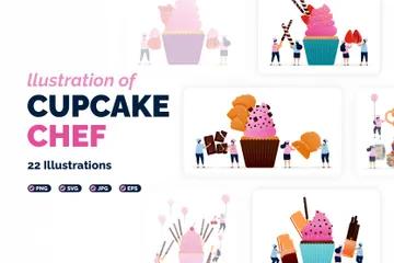 Chef de cupcake Pacote de Ilustrações