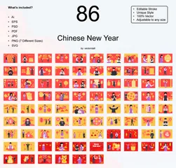 Chinesisches Neujahr Illustrationspack