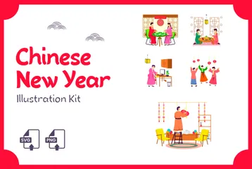 Chinesisches Neujahr Illustrationspack