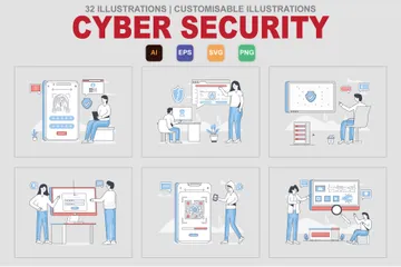 La seguridad cibernética Paquete de Ilustraciones