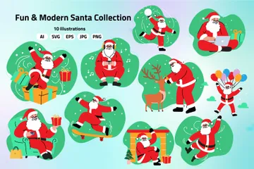 Coleção Santa divertida e moderna Pacote de Ilustrações