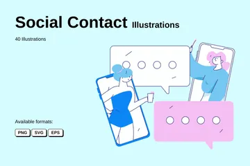 Contact social Illustration Pack