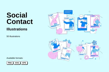 Contact social Pack d'Illustrations