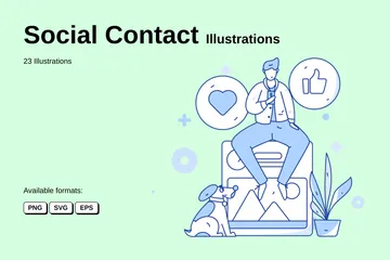 Contact social Pack d'Illustrations