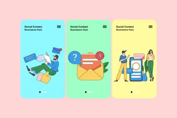 Contact social Illustration Pack