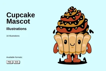 Mascote Cupcake Pacote de Ilustrações