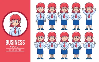 Cute Businesswoman Character Illustration Pack