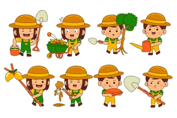 Cute Farmer Illustration Pack