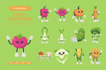 Cute Vegetables Illustration Pack