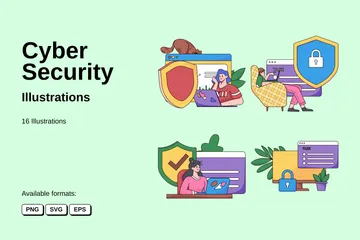 La cyber-sécurité Pack d'Illustrations