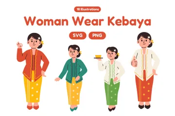 Damenbekleidung Kebaya Illustrationspack