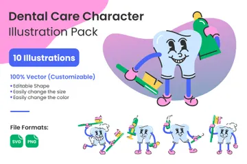 Dental Care Character Illustration Pack