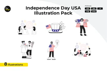 Dia da Independência na América Pacote de Ilustrações
