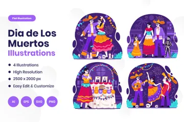 Dia De Los Muertos Paquete de Ilustraciones