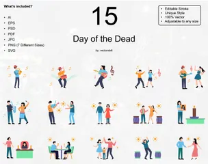 Dia dos Mortos Pacote de Ilustrações