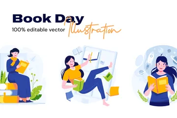 Dia Mundial do Livro Pacote de Ilustrações