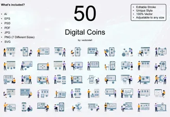 Digital Coins Illustration Pack