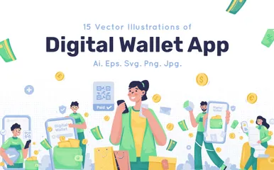 Digital Wallet Application Illustration Pack