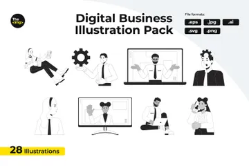 Unternehmer im digitalen Geschäft Illustrationspack