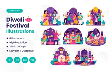 Festival de Diwali Pacote de Ilustrações