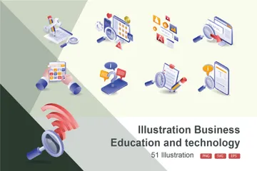 Educación y tecnología empresarial Paquete de Ilustraciones