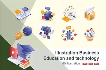 Educación y tecnología empresarial Paquete de Ilustraciones