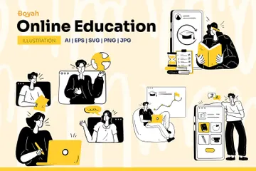Educación en línea Paquete de Ilustraciones